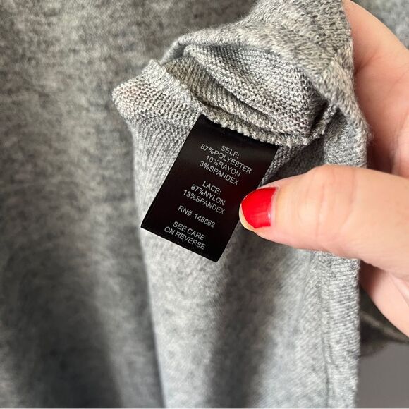 NEW Torrid Gray Bell Sleeve Sweater Dress Lace  Inset Size 4X - Picture 6 of 7